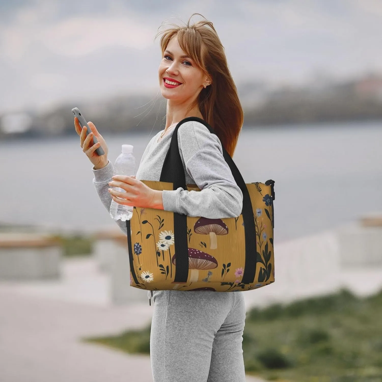 Travel Duffle Bag Mushroom Wildflower Weekender Overnight Bags Luggage Bag for Women Men Waterproof Sports Gym Bag Hand Bag with Shoulder Strap
