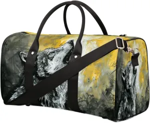 Travel Duffle Bag Mystical Wolf Foldable Travel Bags for Men Women, 17 Inch Gym Bag Workout Bag Carry on Weekender Overnight Bag for Gym Travel