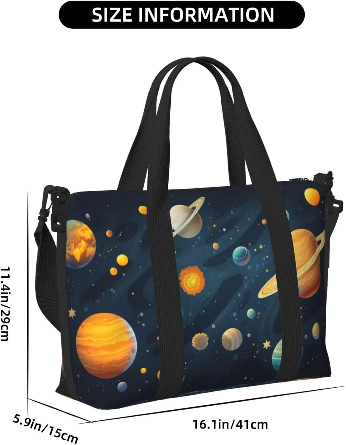 Travel Duffle Bag Solar Planet Universe Weekender Overnight Bags Luggage Bag for Women Men Waterproof Sports Gym Bag Hand Bag with Shoulder Strap