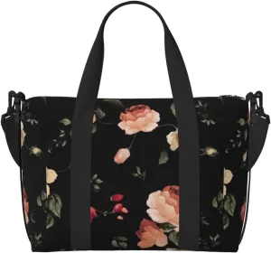 Travel Duffle Bag Weekender Bag Carry On Tote Bag Sport Gym Bag for Women Men Flowers (2) Print