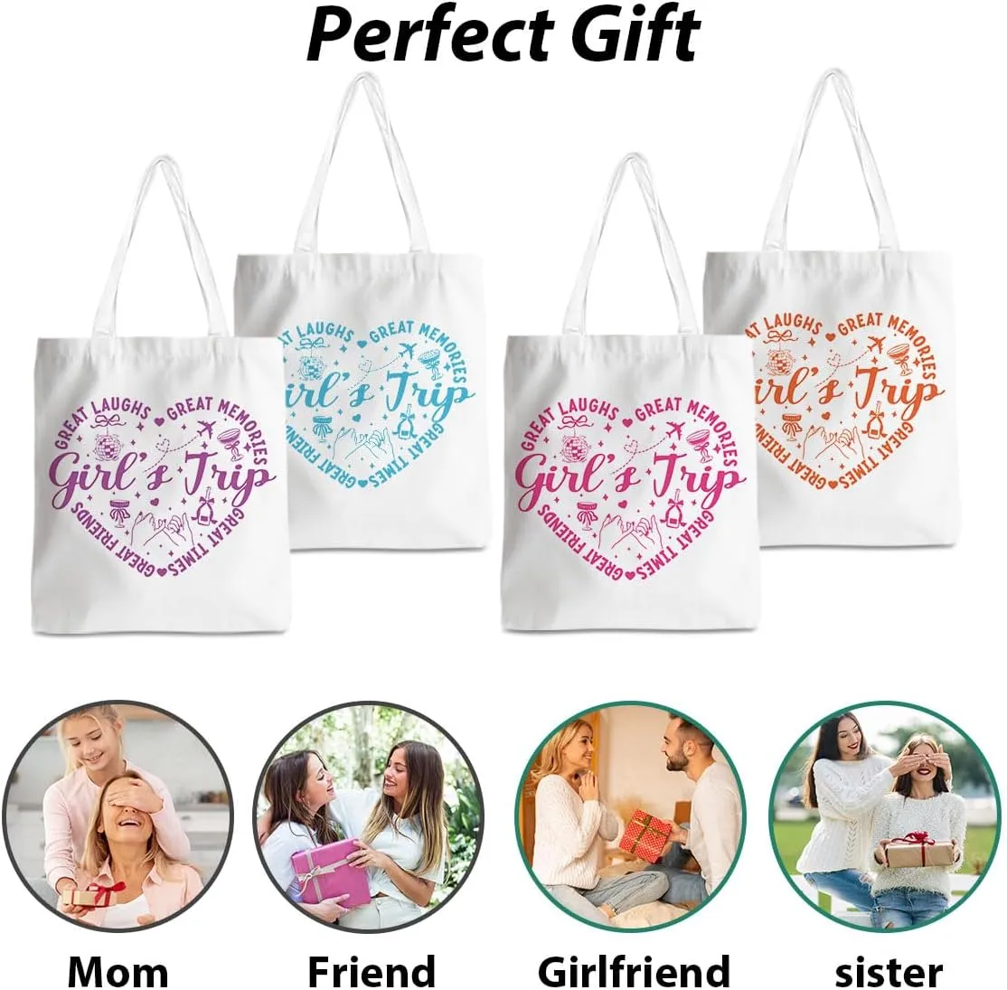 Travel Gifts, Weekend Vacation Trip Tote Bag, Weekender Bags for Women Friends, Friendship Gifts