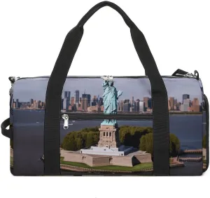 Travel Gym Duffle Bag, Statue of Liberty in NYC Print Duffle Bags,womens Mens Gym Bag,gym Bags,gym Bag with Shoe Compartment