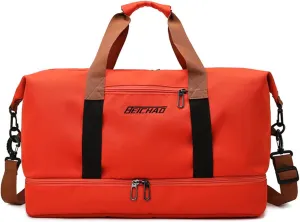 Travel Handbag Sports Gym Bag Weekender Carry On Overnight Bags for Women Men Duffle bag Sport Workout Gym Swim Hospital Shoulder Bag with Luggage Sleeve & Shoe Compartment Orange