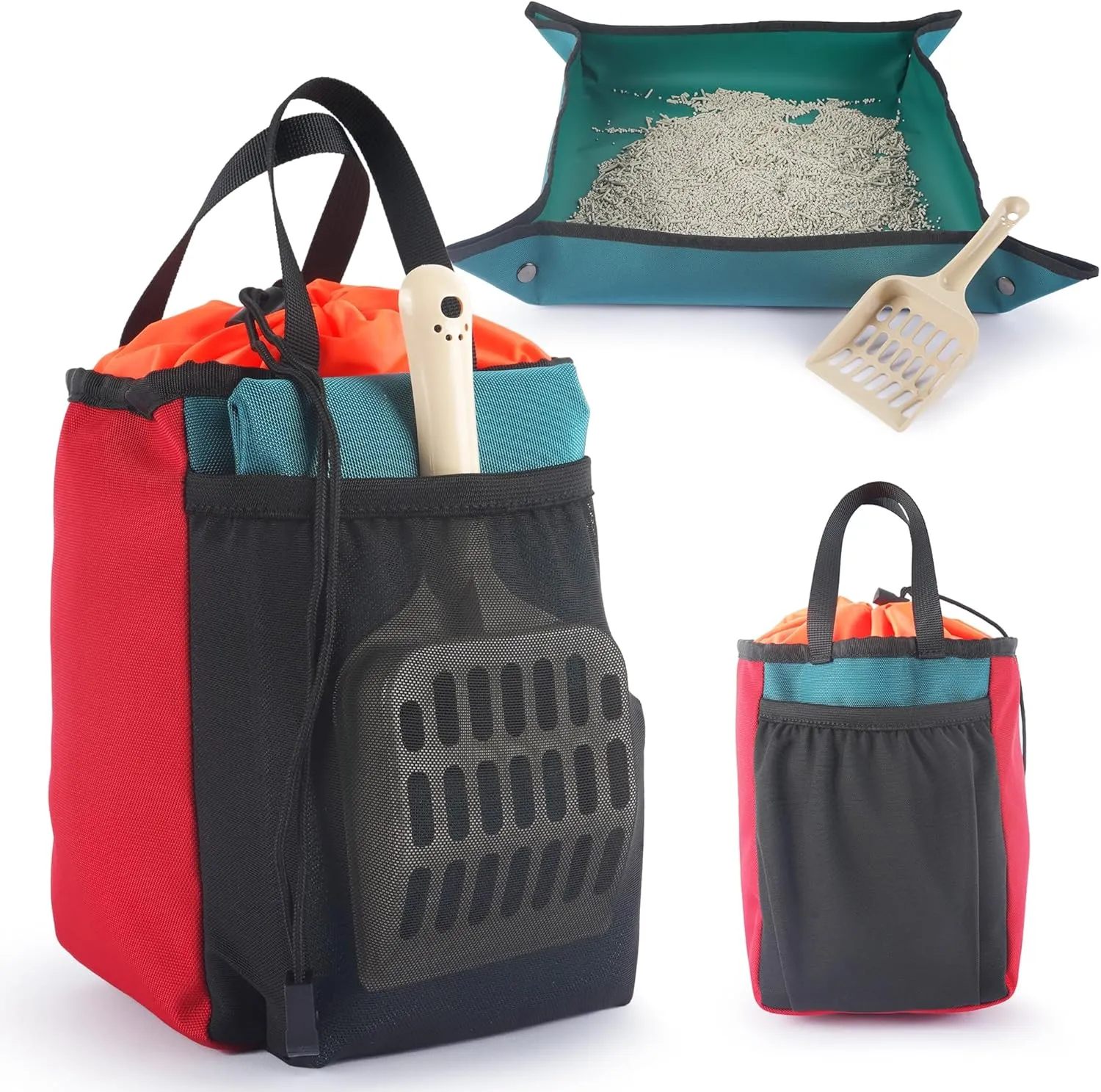 Travel Litter Box Kit for Cats (3in1) by OutdoorBengal – 1 Litter Tray   1 Litter Bag   1 Small Scooper (Leak-Proof & Odor-Resistant, Portable & Collapsible) Ideal for Car, Plane, Camping & Hotels