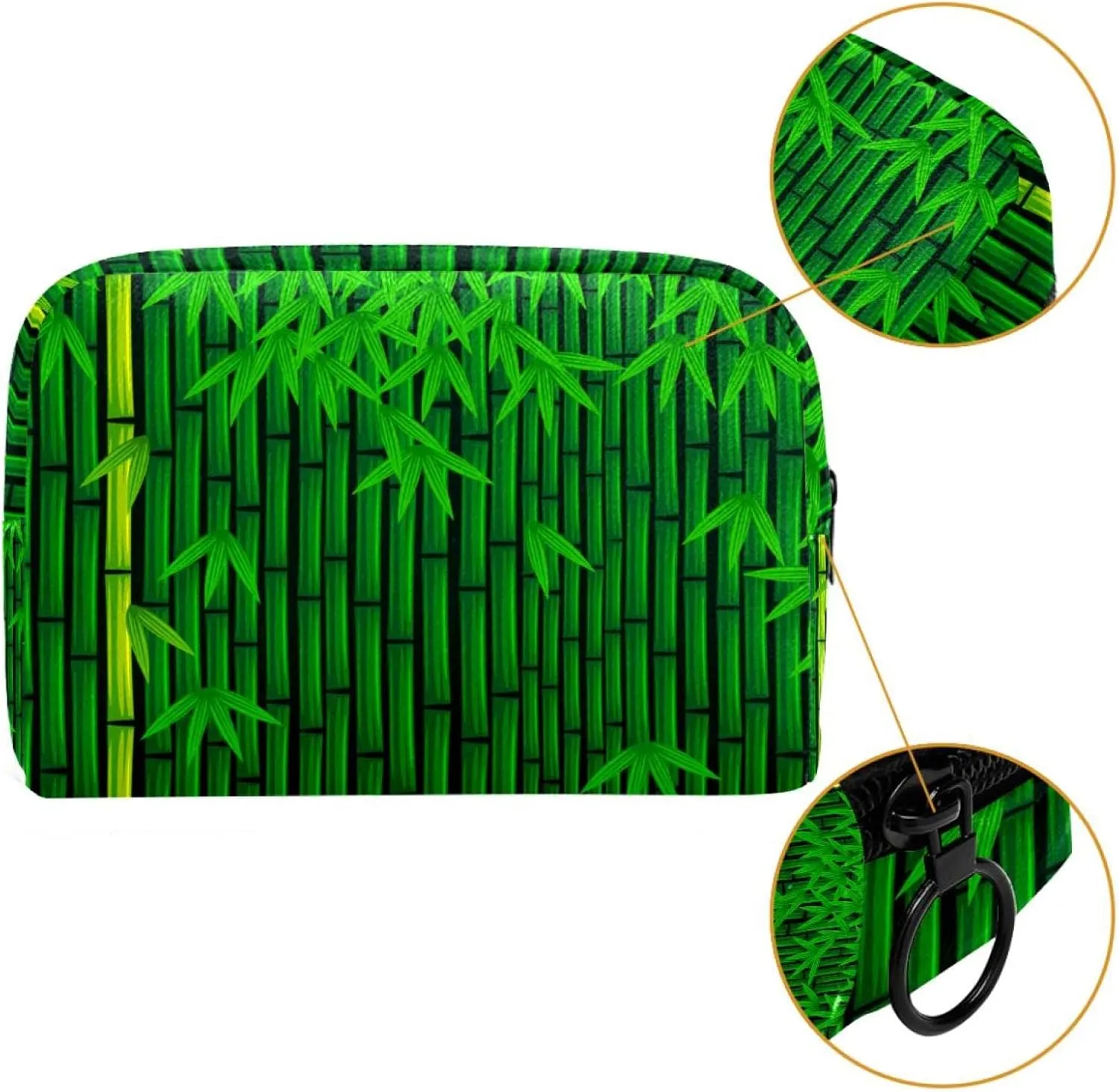 Travel Makeup Bag for Women, Grenn Bamboo Pattern Travel Cosmetic Bag Pencil Case Portable Makeup Pouch Toiletry Bag for Girls