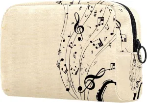 Travel Makeup Bag for Women, Music Note Vintage Travel Cosmetic Bag Pencil Case Portable Makeup Pouch Toiletry Bag for Girls