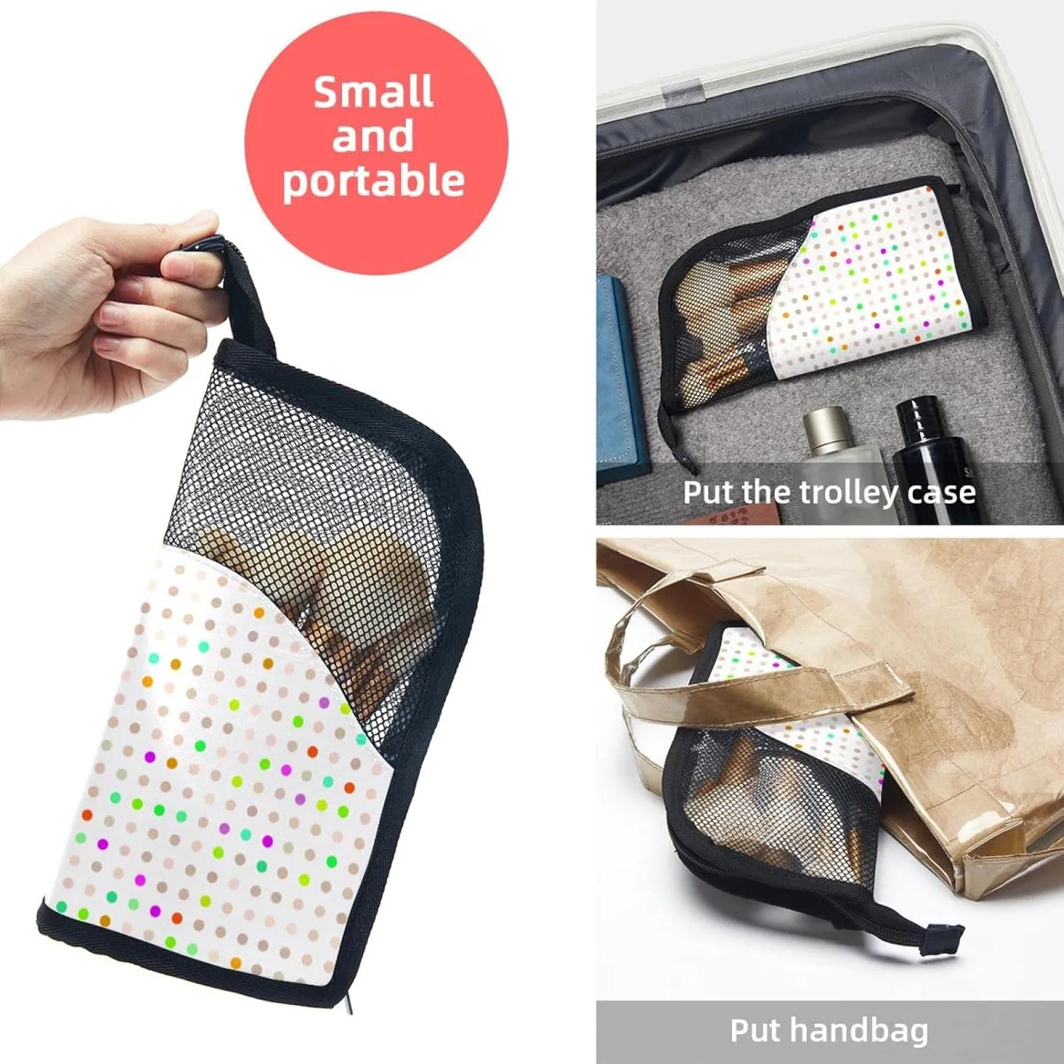 Travel Makeup Brush Holder, Large Stand-Up Makeup Brush Case, Professional Brush Organizer Foldable Makeup Artist Brush Storage Bag - Geometric Color Background