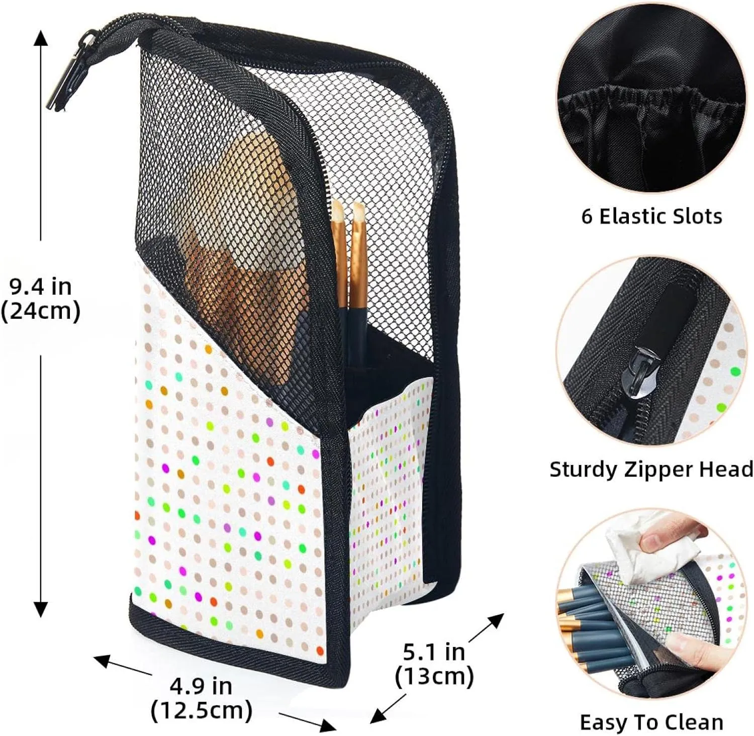 Travel Makeup Brush Holder, Large Stand-Up Makeup Brush Case, Professional Brush Organizer Foldable Makeup Artist Brush Storage Bag - Geometric Color Background