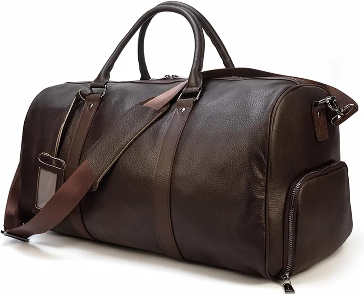 Travel Tote Bags Luxury Leather Men Women Travel Bag Cow Leather Carry On Luggage Bag Travel Shoulder Bag Male Female Weekend Duffle Bag Travel Tote Bag(Light Brown(55cm))