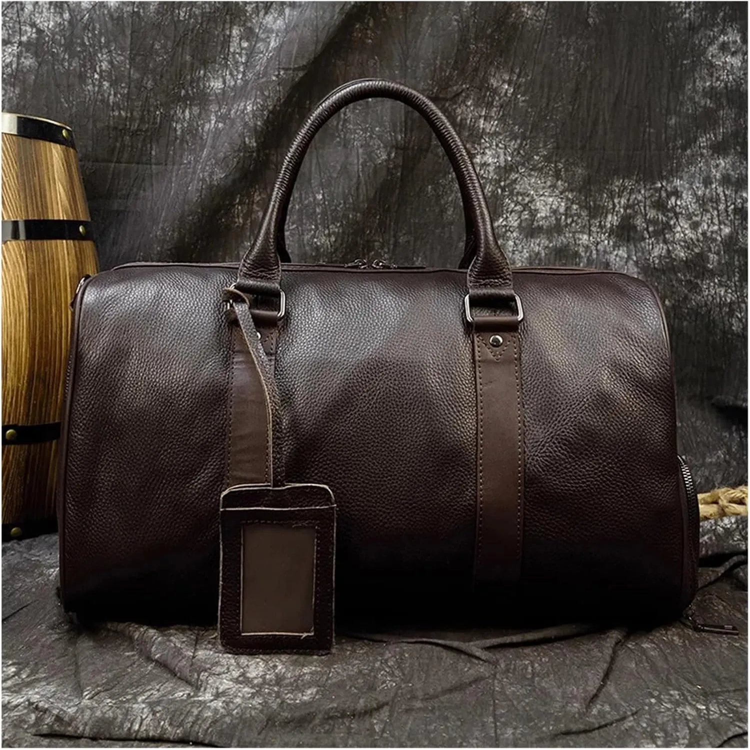 Travel Tote Bags Luxury Leather Men Women Travel Bag Cow Leather Carry On Luggage Bag Travel Shoulder Bag Male Female Weekend Duffle Bag Travel Tote Bag(Light Brown(55cm))