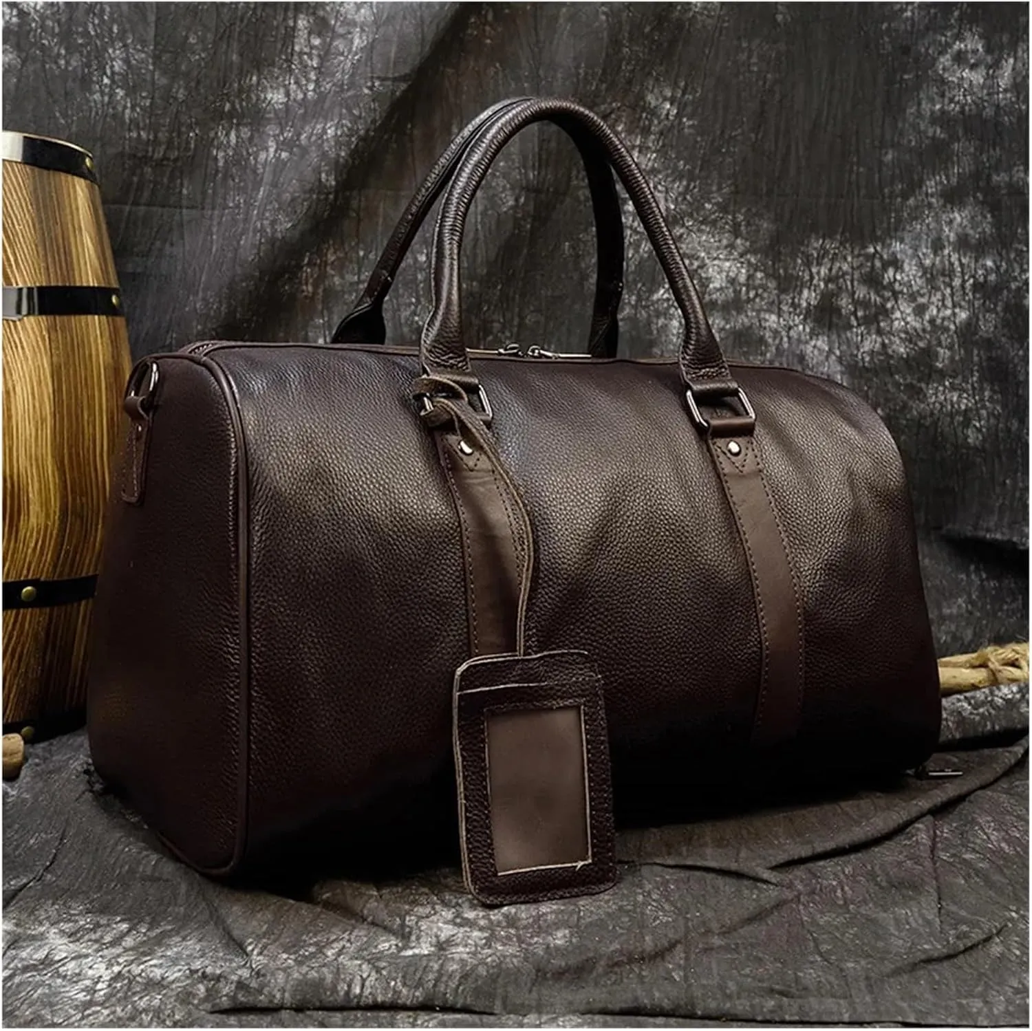 Travel Tote Bags Luxury Leather Men Women Travel Bag Cow Leather Carry On Luggage Bag Travel Shoulder Bag Male Female Weekend Duffle Bag Travel Tote Bag(Light Brown(55cm))