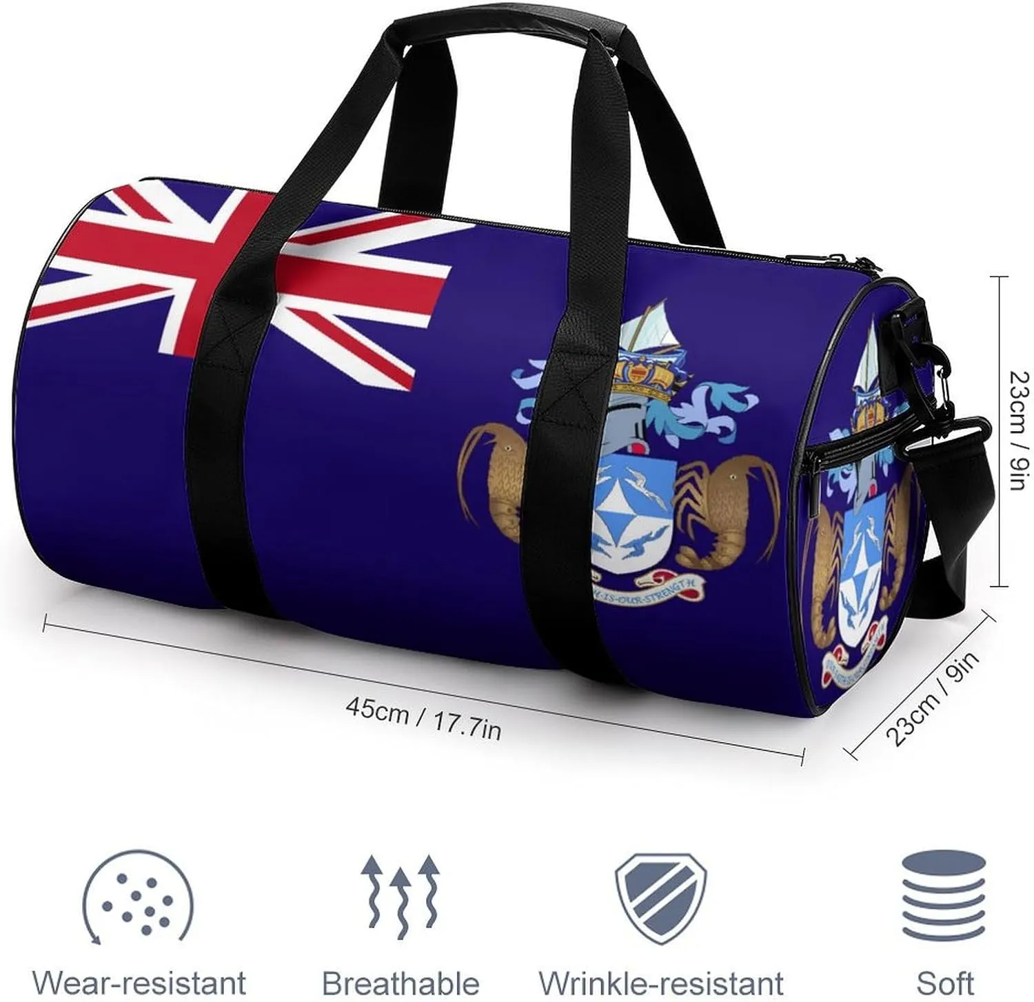 Tristan Da Cunha Flag Gym Duffle Bag for Boys Girls with Wet Pocket Sports Weekender Travel Carry On