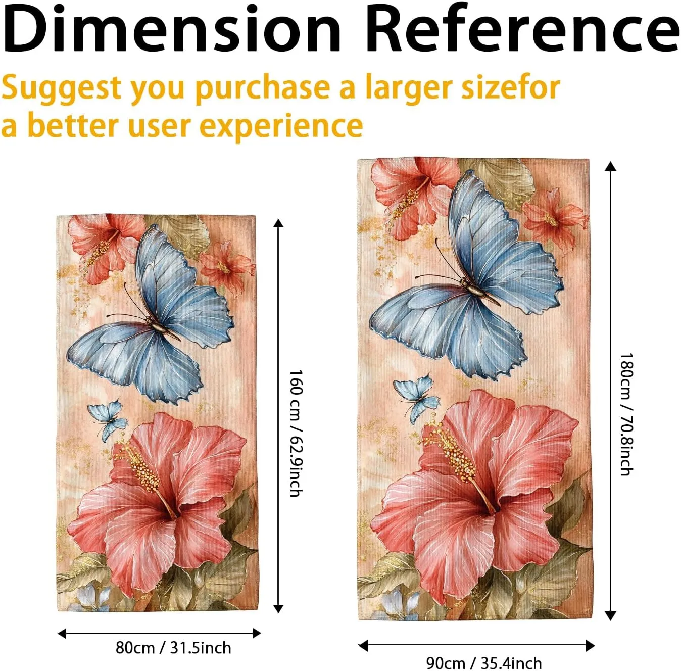Tropical Hibiscus Butterfly Beach Towel Soft Microfiber Quick Dry Absorbent Sand Free Lightweight Floral Vacation Picnic Essentials 62x31 Inch