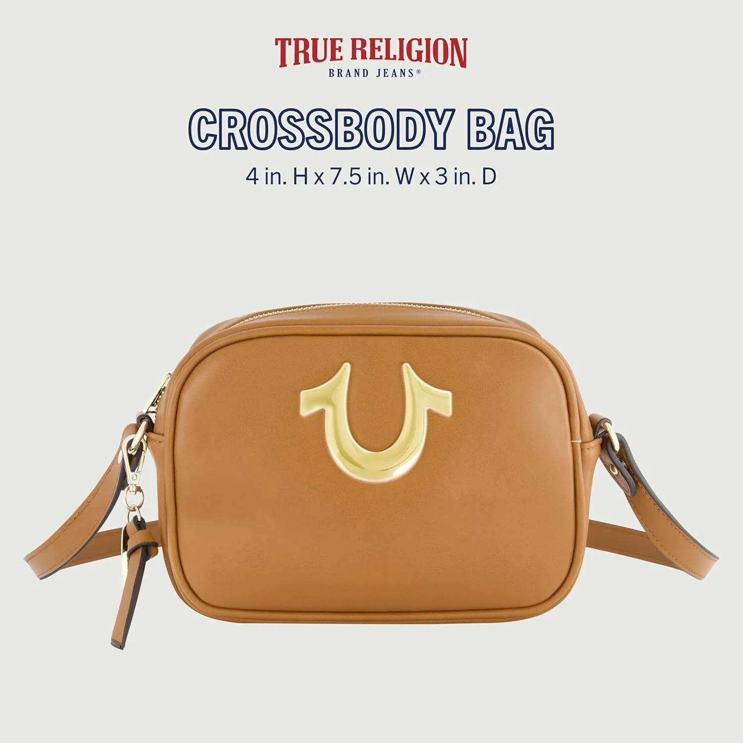 True Religion Women's Crossbody Bag, Mini Adjustable Shoulder Handbag Camera Purse with Horseshoe Logo