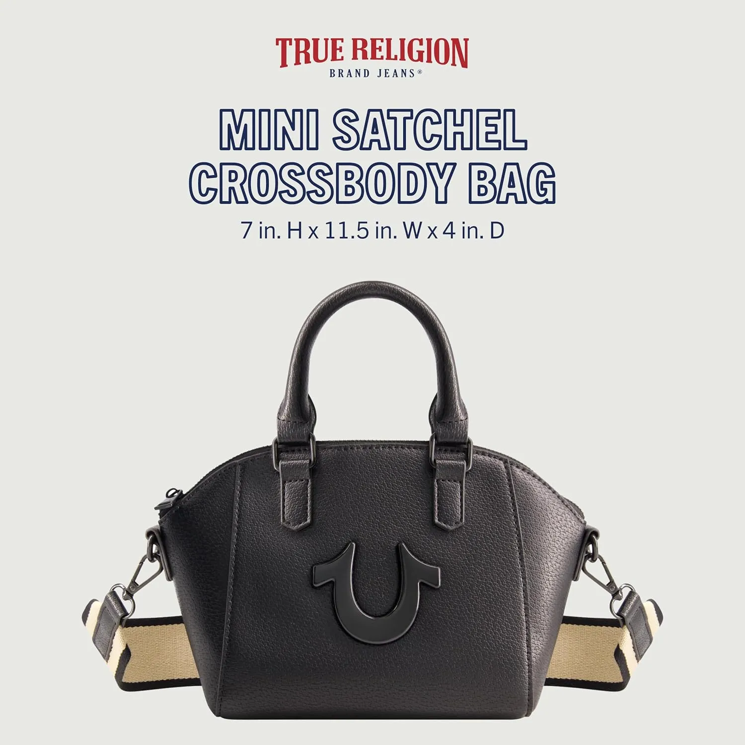 True Religion Women's Satchel Bag, Small Crossbody Purse Handbag with Adjustable Removable Shoulder Strap