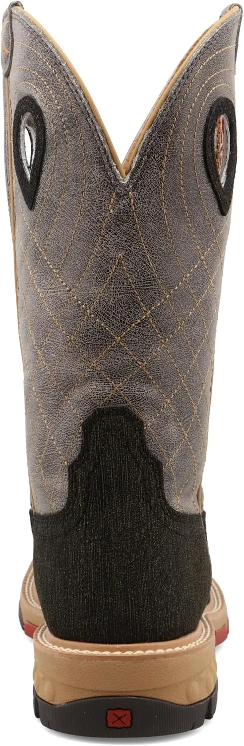 Twisted X Men's 12" Western Work Boot, Square Toe Alloy Toe with CellStretch