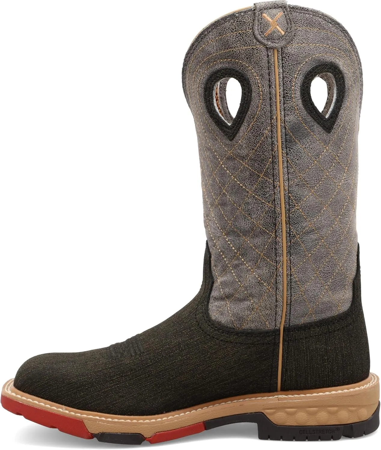 Twisted X Men's 12" Western Work Boot, Square Toe Alloy Toe with CellStretch