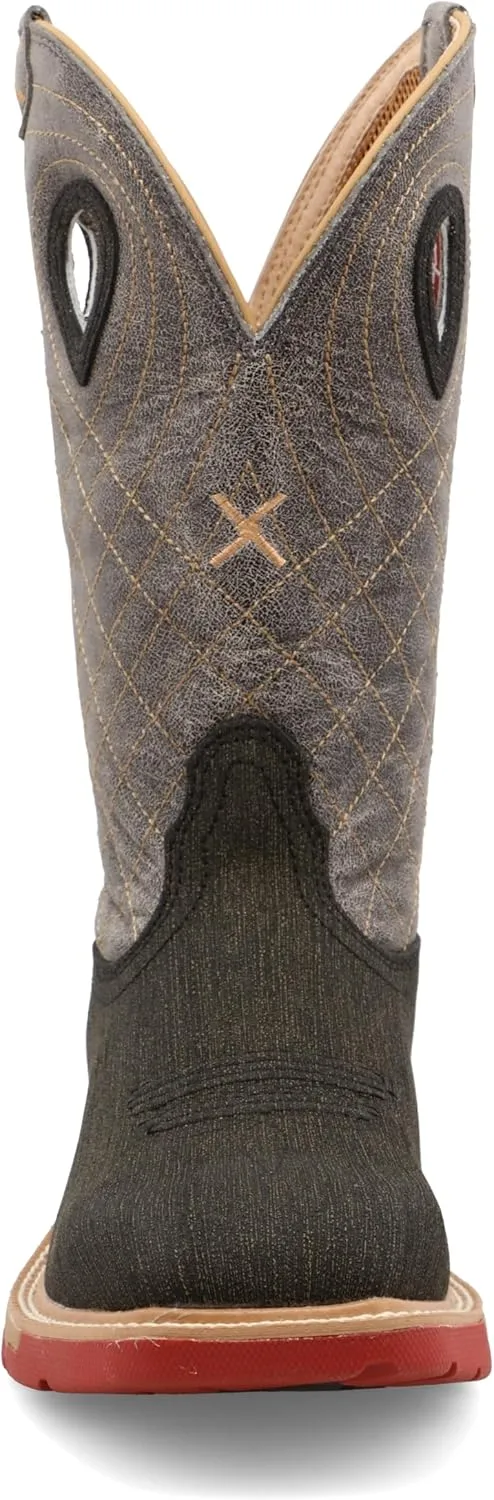 Twisted X Men's 12" Western Work Boot, Square Toe Alloy Toe with CellStretch