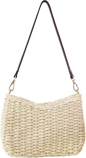 Ulisty Women Small Woven Straw Bag Mini Summer Beach Bag Bohemian Vacation Envelope Purse Chic Underarm Shoulder Handbag