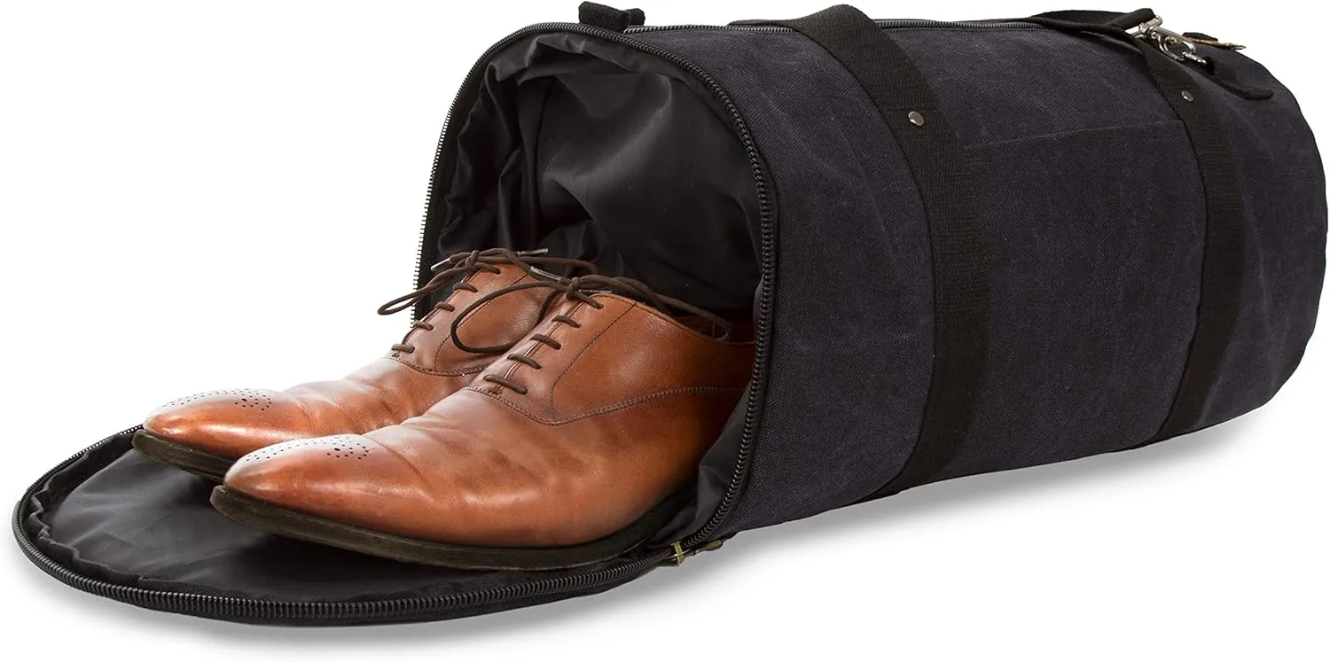 Unisex Cotton Canvas Travel Weekend Duffel Bag (20" Length, Style #3 Black)