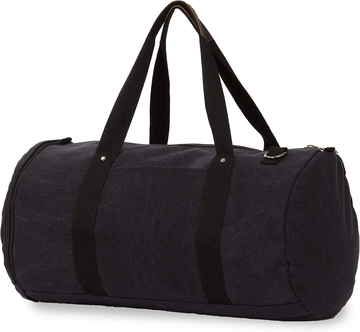 Unisex Cotton Canvas Travel Weekend Duffel Bag (20" Length, Style #3 Black)