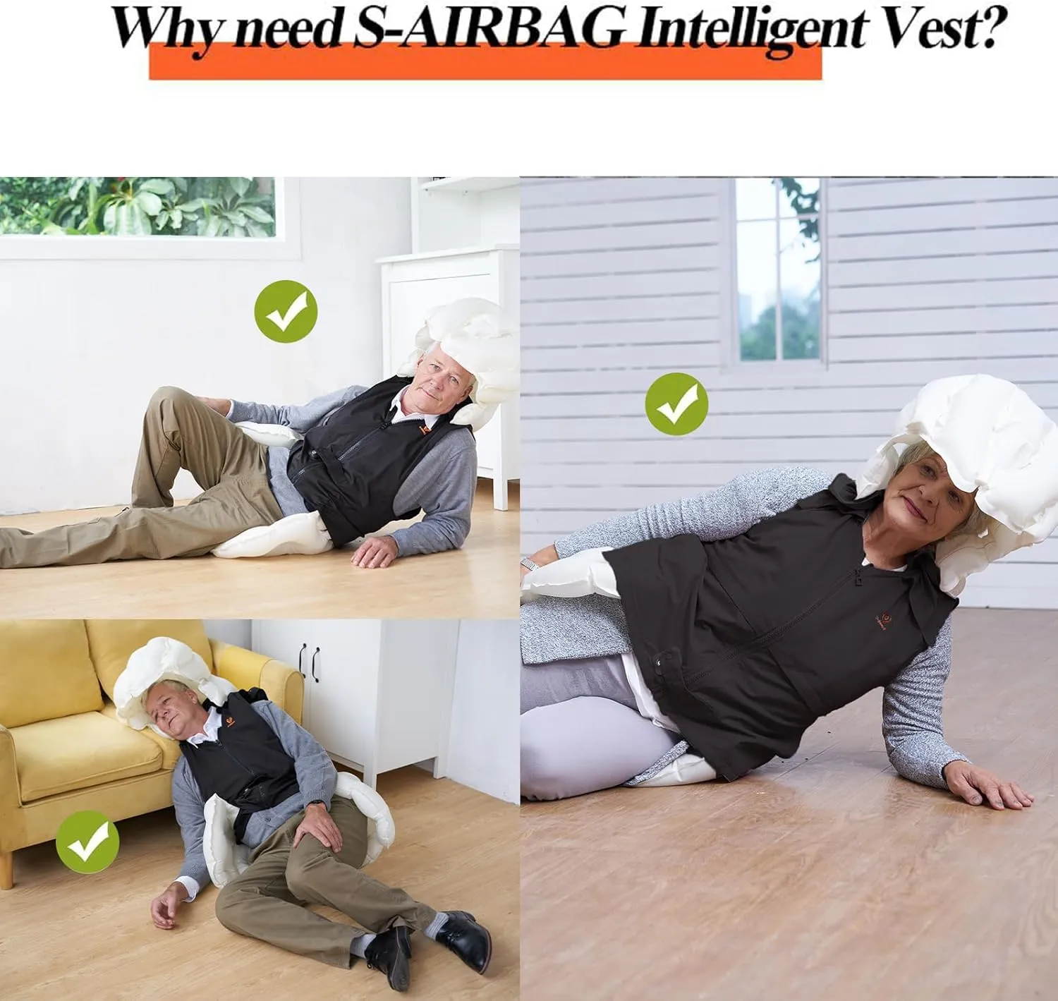 Unisex Elderly Anti Fall Airbag Vest Wearable Airbag Smart Vest for Seniors 0.08s Pop Up Protection for Elderly