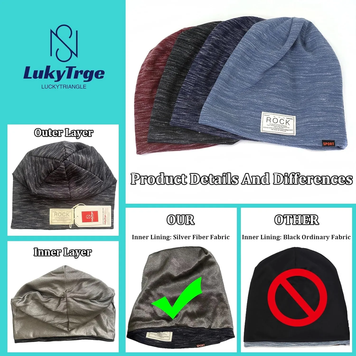 Unisex EMF Protection Beanies Cap, Anti-Radiation Protector Caps, Microwave Radiation Blocking hat (Color : Dark Blue, Size : One Size)