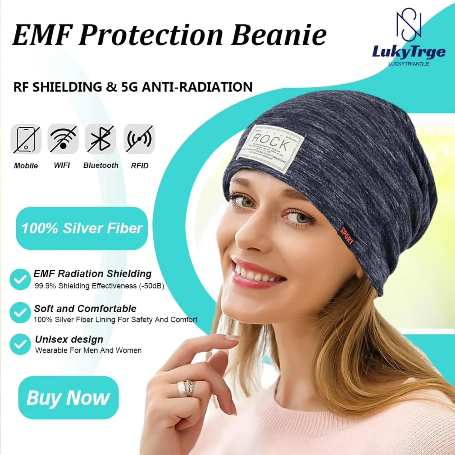 Unisex EMF Protection Beanies Cap, Anti-Radiation Protector Caps, Microwave Radiation Blocking hat (Color : Dark Blue, Size : One Size)