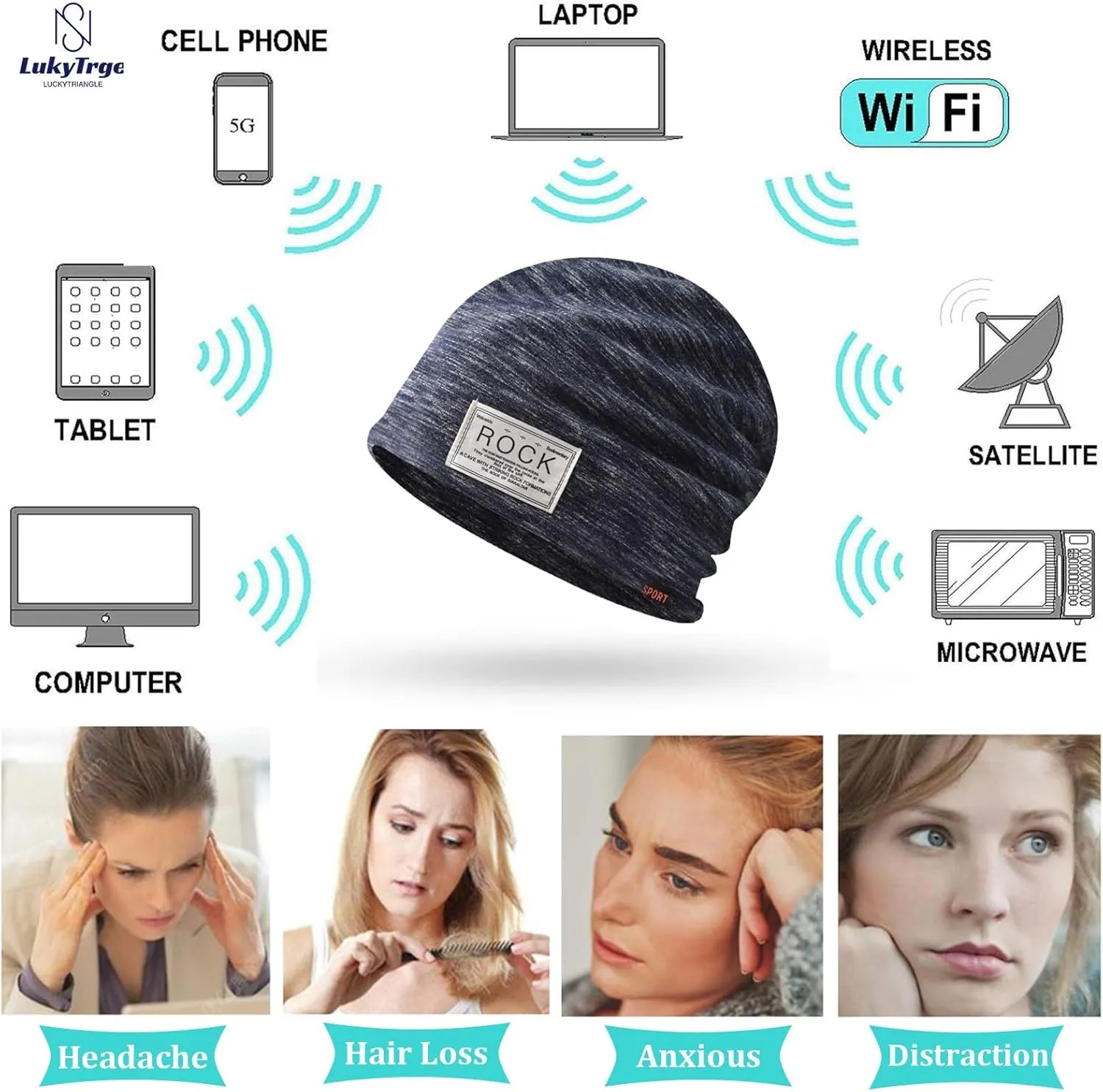 Unisex EMF Protection Beanies Cap, Anti-Radiation Protector Caps, Microwave Radiation Blocking hat (Color : Dark Blue, Size : One Size)