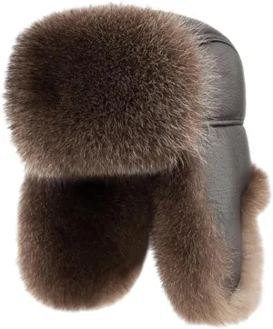 Unisex Winter Trapper Hat, Brown Leather Bomber Hat with Ear Flaps, Warm & Windproof for Outdoor Activities