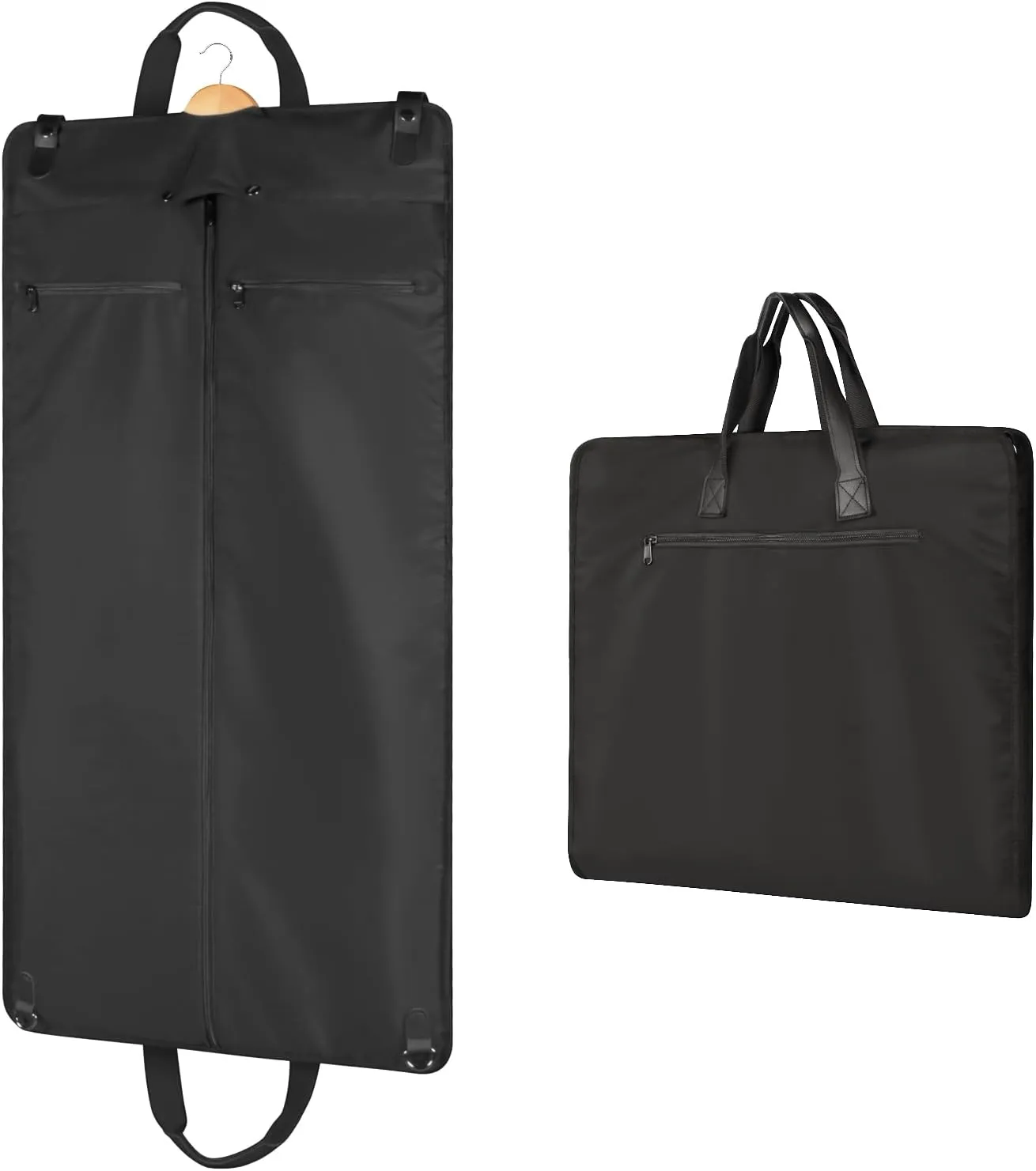 Univivi 43"Garment Bags for Travel Wrinkle Free Suit Bag for Men Women with Leather Buckle, Foldable Garment Bags for Hanging Clothes with 3 Zipper Pockets and 2 Carry Handles for Suit, Coats, Shirt