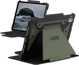 URBAN ARMOR GEAR UAG Designed for iPad Pro 11" Case (5th Gen, 2024, M4) A2836, A2837, A3006 Rugged Adjustable Multi-Angle Viewing Stand Folio Protective Cover with Pencil Holder, Metropolis SE Olive