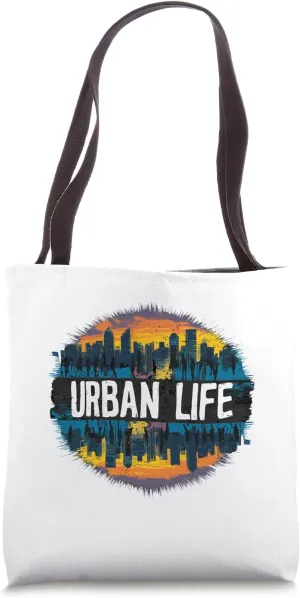 Urban Life Vibrant Skyline Reflection Art Tote Bag