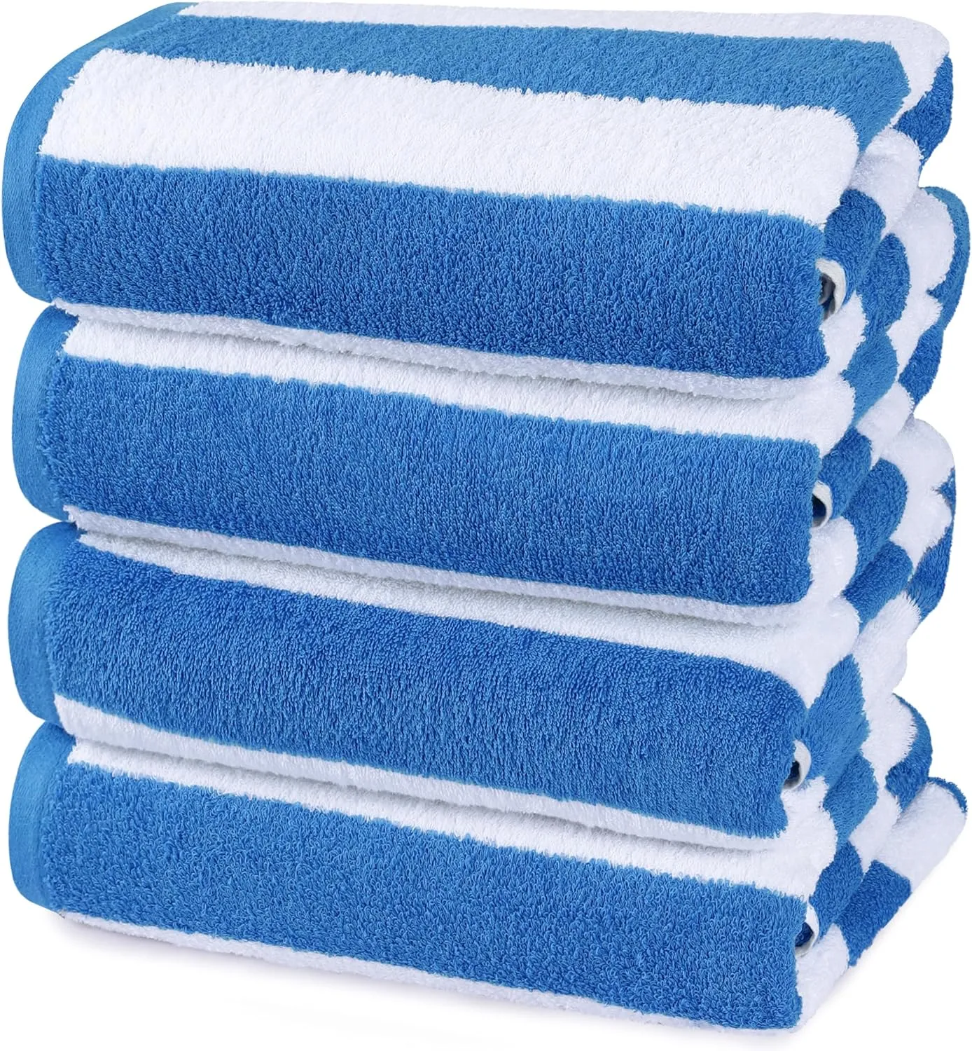 Utopia Towels 4 Pack Cabana Stripe Beach Towel, 30 by 60 Inches, Oversized 100% Ring Spun Cotton Pool Towels, Highly Absorbent Quick Dry Bath Towels for Bathroom, and Swim, Blue