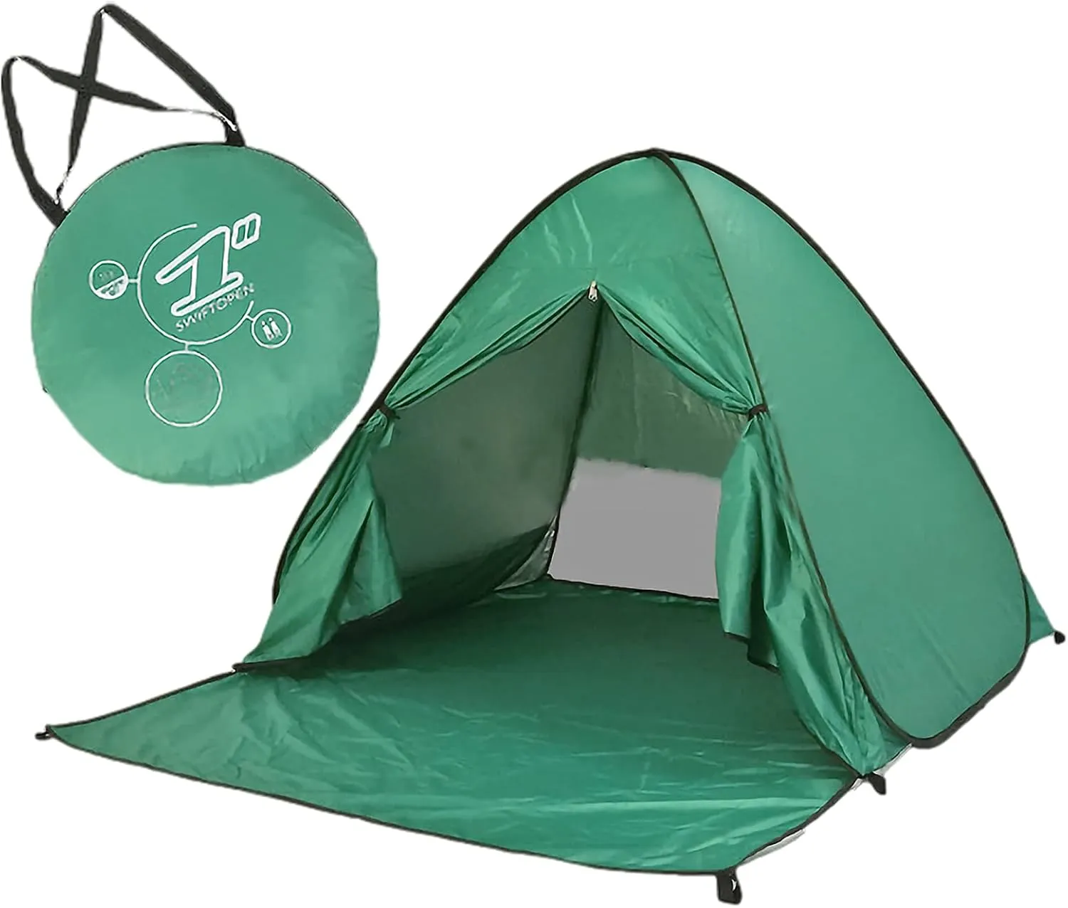 UV-Protection Pop-Up Beach Tent Portable Foldable Quick Set-Up Sun Shelter Cover with Zipper Door