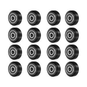 uxcell 16pcs 3D Printer POM Rollers, Solid High-Speed Gantry Wheels V Slot POM Pulley Wheel with 625RS Double Shield Bearing for 3D Printer, CNC Machine (Black)