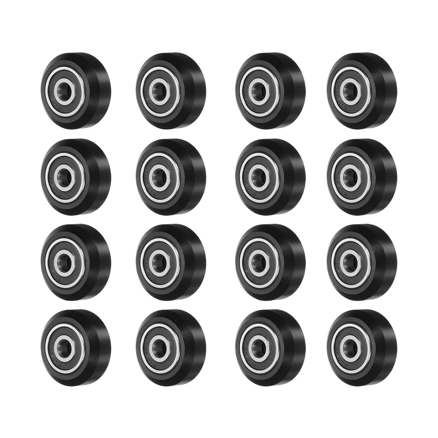 uxcell 16pcs 3D Printer POM Rollers, Solid High-Speed Gantry Wheels V Slot POM Pulley Wheel with 625RS Double Shield Bearing for 3D Printer, CNC Machine (Black)