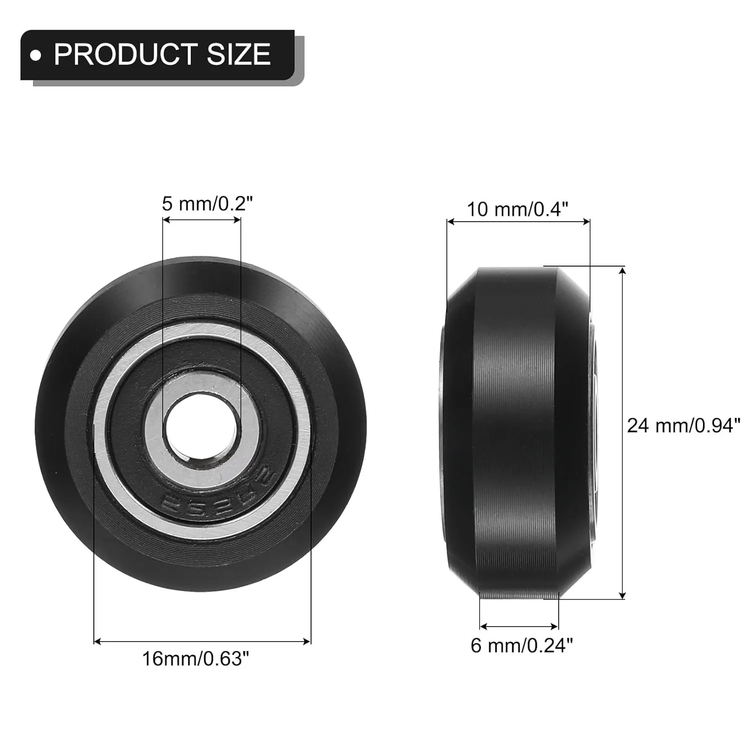 uxcell 16pcs 3D Printer POM Rollers, Solid High-Speed Gantry Wheels V Slot POM Pulley Wheel with 625RS Double Shield Bearing for 3D Printer, CNC Machine (Black)