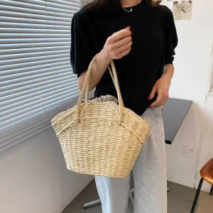 Vacation Rattan Beach Bag Straw Woven Bag