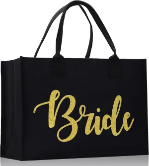 VANESSA ROSELLA Premium Quality Wedding Bridal Shower Bride 100% Cotton Chic Tote Bag with 3 Color Option