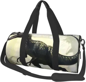 Velociraptor Dinosaur Printed Sports Gym Bag for Men Women Foldable Duffel Bag Carry On Weekender Bag for Travel Sports