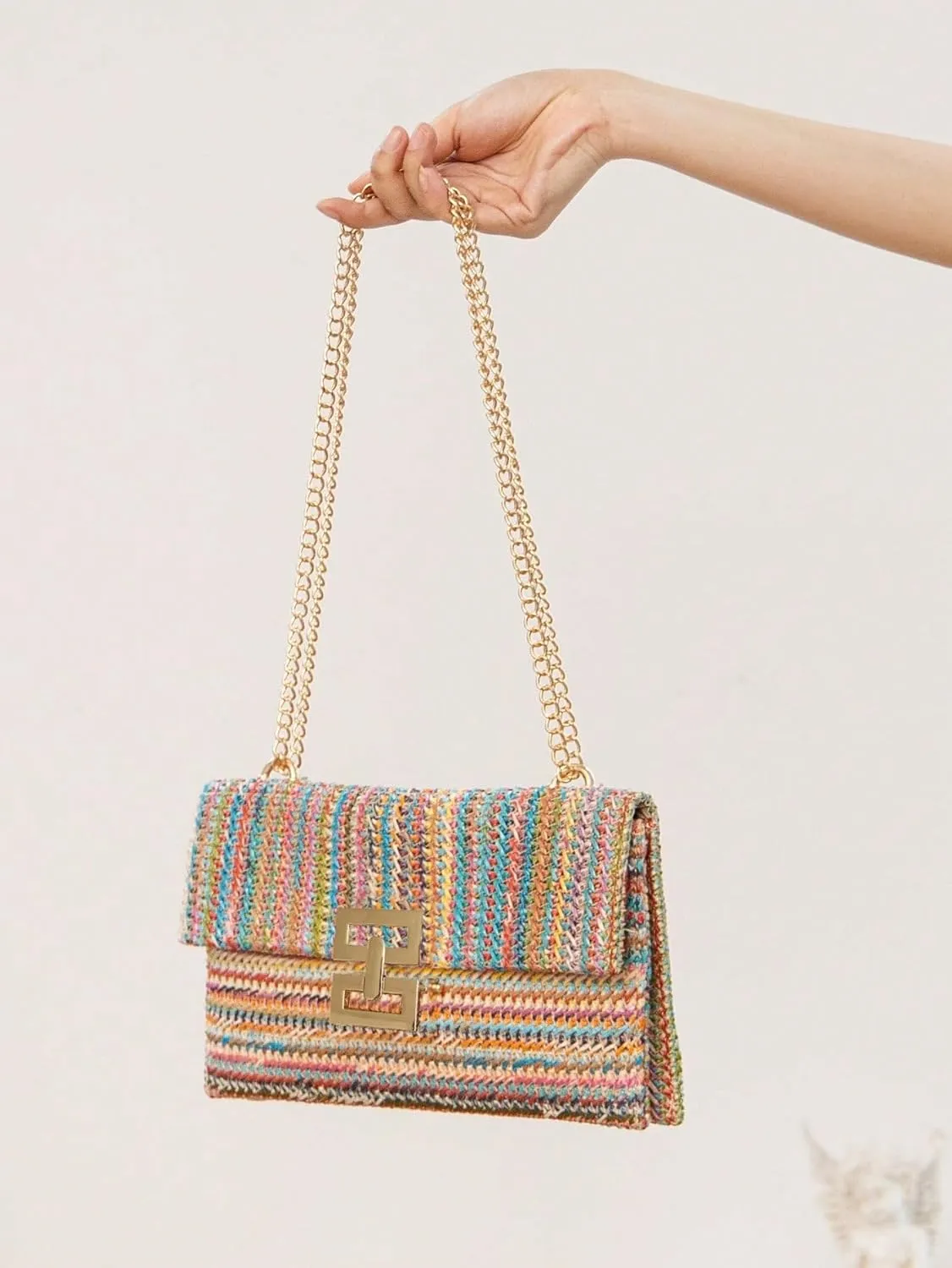 Verdusa Women's Straw Shoulder Bags Woven Clutch Purse Summer Beach Handbags