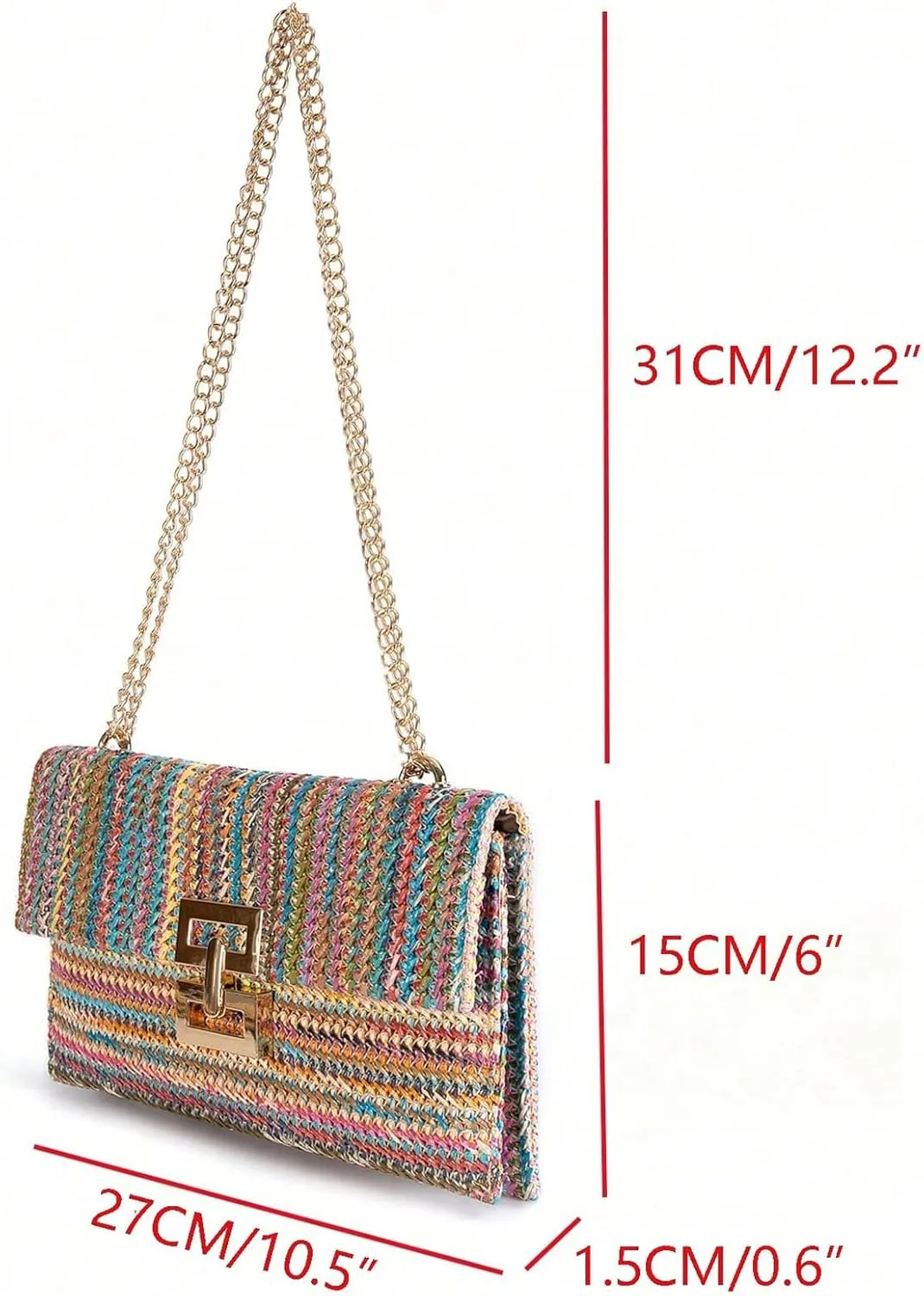 Verdusa Women's Straw Shoulder Bags Woven Clutch Purse Summer Beach Handbags