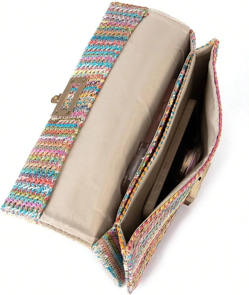 Verdusa Women's Straw Shoulder Bags Woven Clutch Purse Summer Beach Handbags