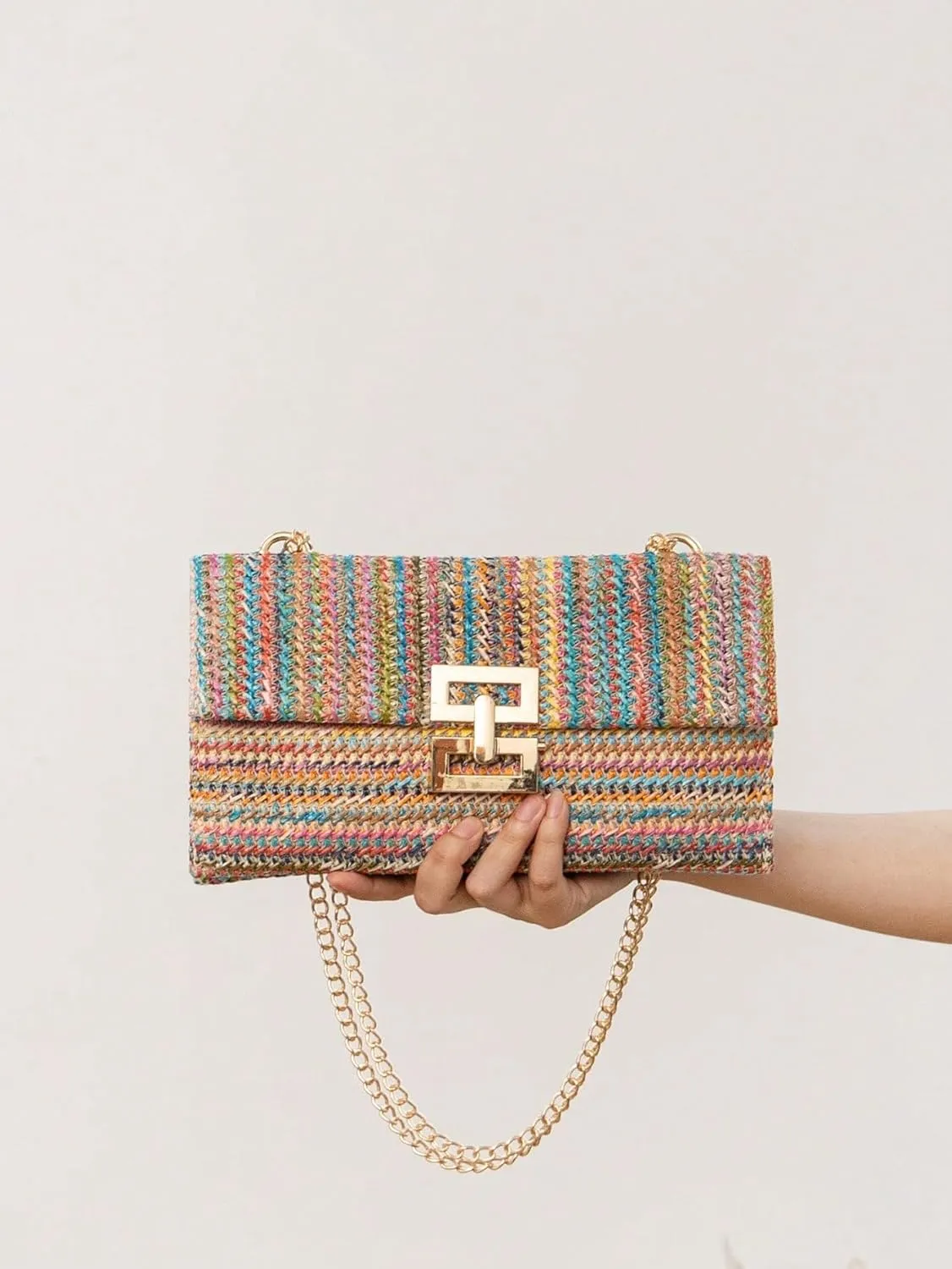 Verdusa Women's Straw Shoulder Bags Woven Clutch Purse Summer Beach Handbags