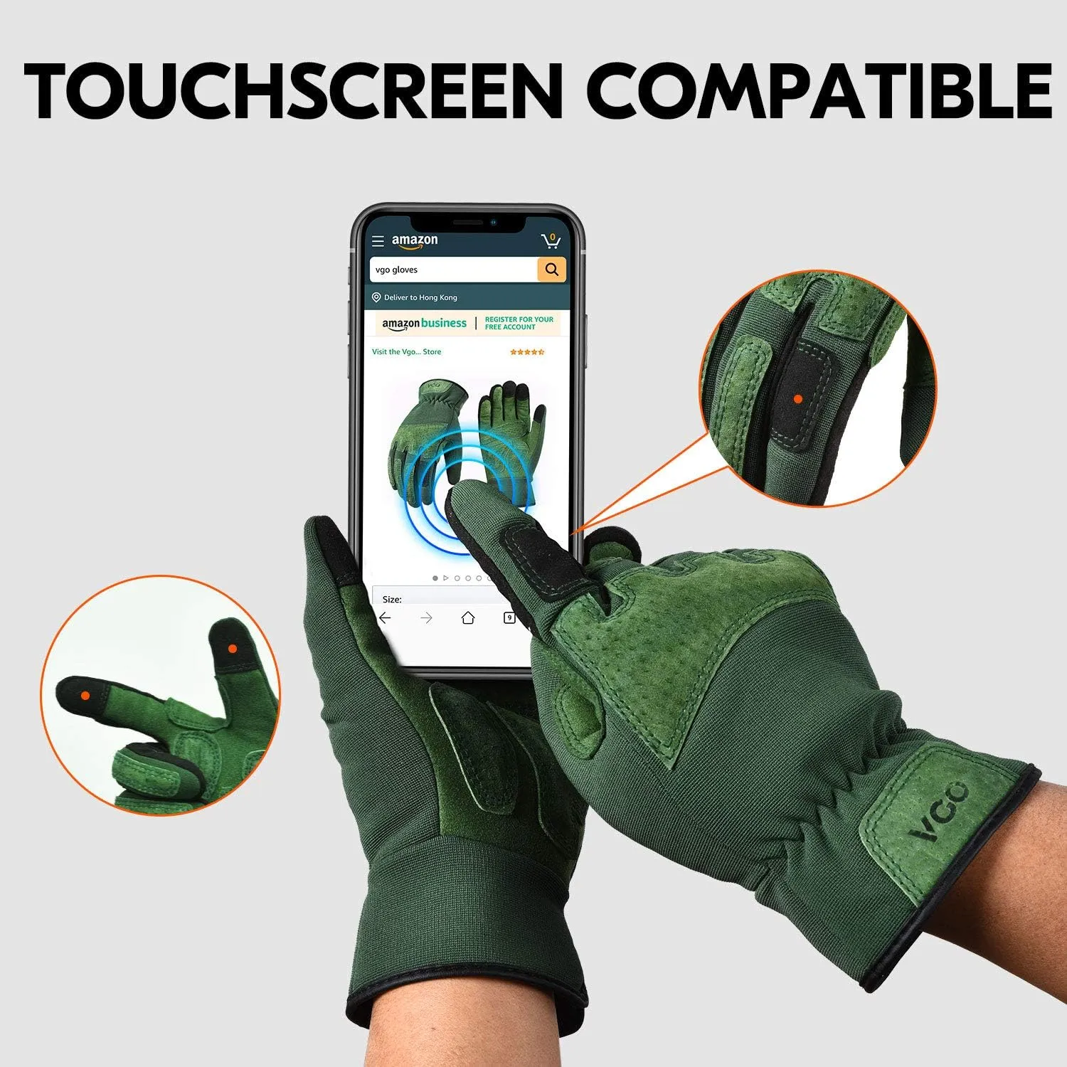 Vgo... 1-Pair Ladies' Synthetic Leather Gardening Gloves, Puncture-proof, Thornproof, Durability & Anti-shock Work Gloves, Touchscreen (Size M, Green, SL7471)