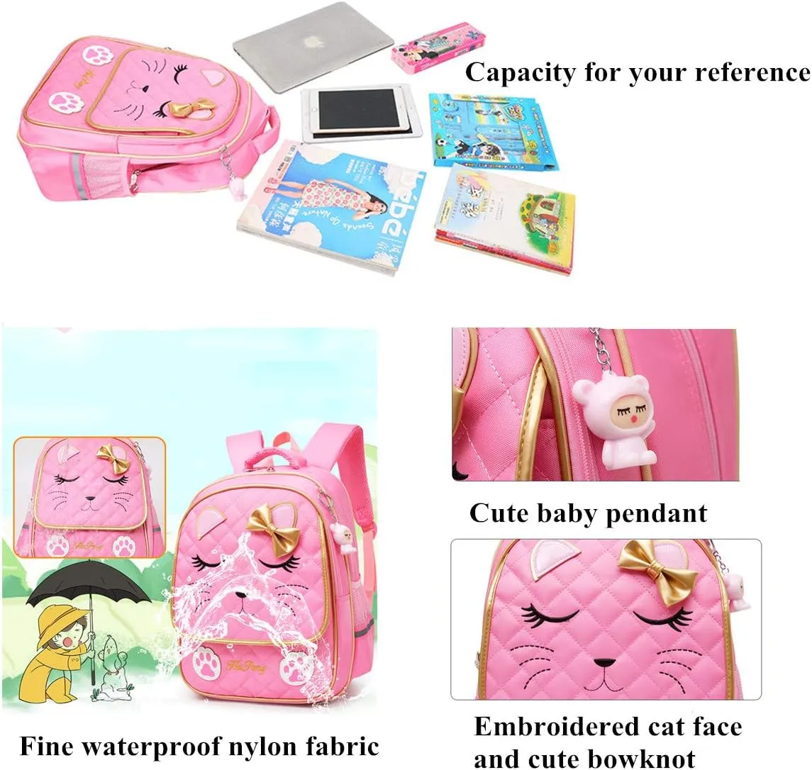 VIDOSCLA Kawaii Cat School Bag for Girls Kids Elementary Backpack Students Book Bag Primary School Bag for Teens