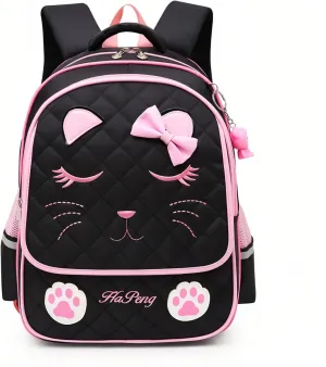 VIDOSCLA Kawaii Cat School Bag for Girls Kids Elementary Backpack Students Book Bag Primary School Bag for Teens