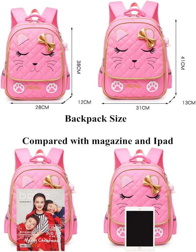 VIDOSCLA Kawaii Cat School Bag for Girls Kids Elementary Backpack Students Book Bag Primary School Bag for Teens