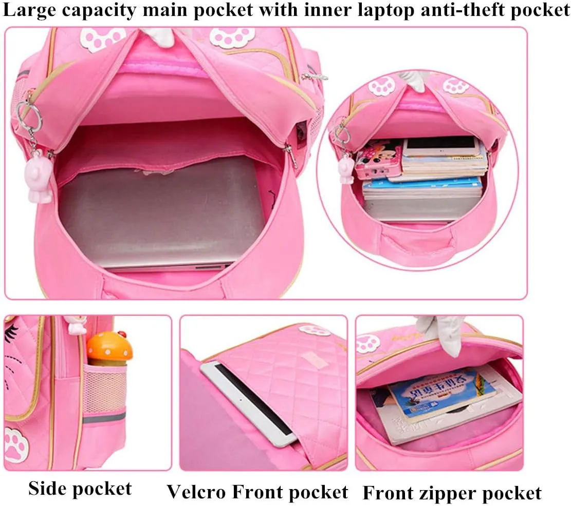 VIDOSCLA Kawaii Cat School Bag for Girls Kids Elementary Backpack Students Book Bag Primary School Bag for Teens